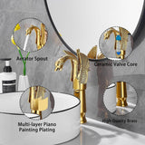 Swan-Shaped Single-Handle Single-Hole Vessel Faucet – Deck-Mounted Bathroom Sink Faucet, Tall Model, Elegant Vanity Faucet - Silver - Size 33cm