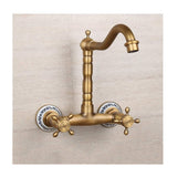Antique Bathtub Faucet – Dual-Handle Brass Wall-Mounted Tub Faucet with Hot & Cold Mixer, Tall Model, Elegant for Villa Bathroom - Bronze - Size Tall3 In Australia - Darrahopens