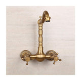 Antique Bathtub Faucet – Dual-Handle Brass Wall-Mounted Tub Faucet with Hot & Cold Mixer, Tall Model, Elegant for Villa Bathroom - Bronze - Size Tall3 In Australia - Darrahopens