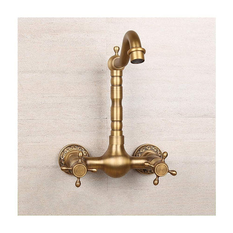 Antique Bathtub Faucet – Dual-Handle Brass Wall-Mounted Tub Faucet with Hot & Cold Mixer, Tall Model, Elegant for Villa Bathroom - Bronze - Size Tall4 In Australia - Darrahopens