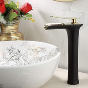 Darrahopens Home & Garden > Bathroom Accessories > Toilet & Bidet Accessories Basin Hot and Cold Water Faucet, Waterfall Type Water Outlet, Antique Brushed Finish – Vintage Bathroom Sink Faucet - Black-Gold - Size 280mm In Australia - Darrahopens
