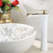 Darrahopens Home & Garden > Bathroom Accessories > Toilet & Bidet Accessories Basin Hot and Cold Water Faucet, Waterfall Type Water Outlet, Antique Brushed Finish – Vintage Bathroom Sink Faucet - White-Gold - Size 280mm In Australia - Darrahopens