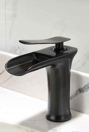 Basin Hot and Cold Water Faucet – Waterfall Spout, Antique Brushed Finish, Short Model, Vintage Bathroom Sink Mixer Tap - Black - Size 135mm In Australia - Darrahopens
