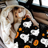 Halloween Throw Blanket Cozy Microfiber Blanket Soft Flannel Throw Festive Home Pumpkin Holiday - Orange-Black - Size 100cm*150cm