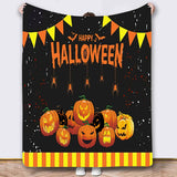 Halloween Throw Blanket Cozy Microfiber Blanket Soft Flannel Throw Festive Home Pumpkin Holiday - Orange-Black - Size 130cm*150cm