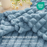 Updated Grey Throw Blanket for Couch and Bed- Super Soft and Warm 3D Checkered Fluffy Fuzzy Fleece Blanket, Luxurious Plush Cozy Blanket for Room Decor Spring - Blue - Size 120cm*200cm