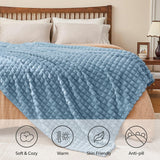 Updated Grey Throw Blanket for Couch and Bed- Super Soft and Warm 3D Checkered Fluffy Fuzzy Fleece Blanket, Luxurious Plush Cozy Blanket for Room Decor Spring - Blue - Size 120cm*200cm