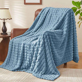 Updated Grey Throw Blanket for Couch and Bed- Super Soft and Warm 3D Checkered Fluffy Fuzzy Fleece Blanket, Luxurious Plush Cozy Blanket for Room Decor Spring - Blue - Size 150cm*200cm In Australia - Darrahopens