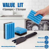 4-Pack Cleaning Sponge and 2-Pack Grill Scraper - Essential Grills Cleaning Kit for George Foreman & Most Grooved Indoor & Outdoor Grills and Sandwich Waffle Makers (6Pcs)