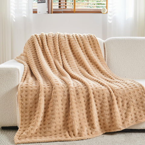 Updated Grey Throw Blanket for Couch and Bed- Super Soft and Warm 3D Checkered Fluffy Fuzzy Fleece Blanket, Luxurious Plush Cozy Blanket for Room Decor Spring - Brown - Size 180cm*200cm In Australia - Darrahopens