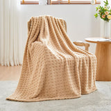 Updated Grey Throw Blanket for Couch and Bed- Super Soft and Warm 3D Checkered Fluffy Fuzzy Fleece Blanket, Luxurious Plush Cozy Blanket for Room Decor Spring - Brown - Size 180cm*200cm