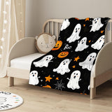 Halloween Throw Blanket Cozy Microfiber Blanket Soft Flannel Throw Festive Home Pumpkin Leaves - White - Size 100cm*130cm In Australia - Darrahopens