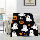 Halloween Throw Blanket Cozy Microfiber Blanket Soft Flannel Throw Festive Home Pumpkin Leaves - White - Size 150cm*200cm In Australia - Darrahopens