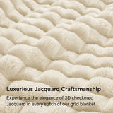 Updated Grey Throw Blanket for Couch and Bed- Super Soft and Warm 3D Checkered Fluffy Fuzzy Fleece Blanket, Luxurious Plush Cozy Blanket for Room Decor Spring - Beige - Size 120cm*200cm