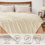 Updated Grey Throw Blanket for Couch and Bed- Super Soft and Warm 3D Checkered Fluffy Fuzzy Fleece Blanket, Luxurious Plush Cozy Blanket for Room Decor Spring - Beige - Size 120cm*200cm