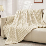Updated Grey Throw Blanket for Couch and Bed- Super Soft and Warm 3D Checkered Fluffy Fuzzy Fleece Blanket, Luxurious Plush Cozy Blanket for Room Decor Spring - Beige - Size 150cm*200cm In Australia - Darrahopens