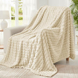 Updated Grey Throw Blanket for Couch and Bed- Super Soft and Warm 3D Checkered Fluffy Fuzzy Fleece Blanket, Luxurious Plush Cozy Blanket for Room Decor Spring - Beige - Size 150cm*200cm In Australia - Darrahopens