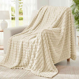 Updated Grey Throw Blanket for Couch and Bed- Super Soft and Warm 3D Checkered Fluffy Fuzzy Fleece Blanket, Luxurious Plush Cozy Blanket for Room Decor Spring - Beige - Size 180cm*200cm In Australia - Darrahopens