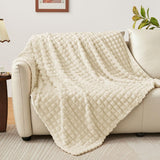 Updated Grey Throw Blanket for Couch and Bed- Super Soft and Warm 3D Checkered Fluffy Fuzzy Fleece Blanket, Luxurious Plush Cozy Blanket for Room Decor Spring - Beige - Size 200cm*230cm In Australia - Darrahopens