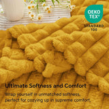 Updated Grey Throw Blanket for Couch and Bed- Super Soft and Warm 3D Checkered Fluffy Fuzzy Fleece Blanket, Luxurious Plush Cozy Blanket for Room Decor Spring - Yellow - Size 120cm*200cm