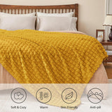 Updated Grey Throw Blanket for Couch and Bed- Super Soft and Warm 3D Checkered Fluffy Fuzzy Fleece Blanket, Luxurious Plush Cozy Blanket for Room Decor Spring - Yellow - Size 120cm*200cm