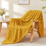 Updated Grey Throw Blanket for Couch and Bed- Super Soft and Warm 3D Checkered Fluffy Fuzzy Fleece Blanket, Luxurious Plush Cozy Blanket for Room Decor Spring - Yellow - Size 180cm*200cm In Australia - Darrahopens