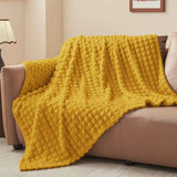 Updated Grey Throw Blanket for Couch and Bed- Super Soft and Warm 3D Checkered Fluffy Fuzzy Fleece Blanket, Luxurious Plush Cozy Blanket for Room Decor Spring - Yellow - Size 200cm*230cm In Australia - Darrahopens