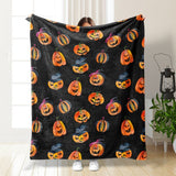 Halloween Throw Blanket Cozy Microfiber Blanket Soft Flannel Throw Festive Home Pumpkin - Black - Size 150cm*180cm