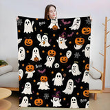 Halloween Throw Blanket Cozy Microfiber Blanket Soft Flannel Throw Festive Home Pumpkin Ghost - Black - Size 180cm*200cm In Australia - Darrahopens