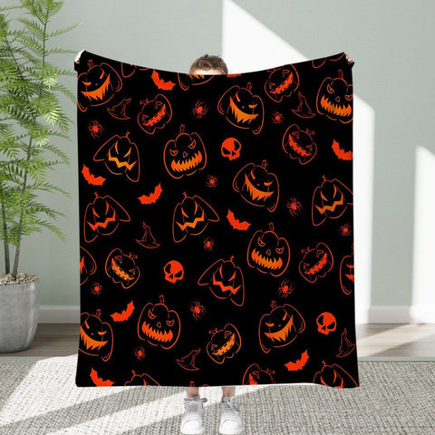 Halloween Throw Blanket Cozy Microfiber Blanket Soft Flannel Throw Festive Home Pumpkin Spider and bat - Black - Size 150cm*180cm In Australia - Darrahopens