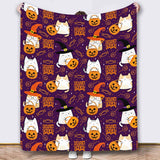 Halloween Throw Blanket Cozy Microfiber Blanket Soft Flannel Throw Festive Home Pumpkin Ghost - Purple - Size 130cm*150cm In Australia - Darrahopens
