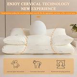 Cervical Neck Pillow for Sleeping - Double Layer Removable Bed Pillows, Don't Press Your Face, Pure Cotton Surface Skin-Friendly and Comfortable, Ergonomic Orthopedic Contour - White - Size 70*45cm