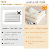 Cervical Neck Pillow for Sleeping - Double Layer Removable Bed Pillows, Don't Press Your Face, Pure Cotton Surface Skin-Friendly and Comfortable, Ergonomic Orthopedic Contour - White - Size 70*45cm