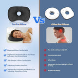 Ear Piercing Hole Pillows Side Sleeper Pillow with an Ear Hole for CNH Side Sleepers and Ear Inflammation Pressure Sores, Adjustable Cotton and Polyester Curved Side Pillow - Gray - Size 44cm*32cm