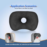 Ear Piercing Hole Pillows Side Sleeper Pillow with an Ear Hole for CNH Side Sleepers and Ear Inflammation Pressure Sores, Adjustable Cotton and Polyester Curved Side Pillow - White - Size 44cm*32cm