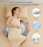 Pregnancy Pillows for Sleeping, Memory Foam Maternity Pillow Support for Back Belly HIPS, Adjustable Travel Wedge Pillow for Pregnant Women, Side Sleeping Pregnant Pillows with Velvet Cover - Gray - Size 31.5in*15in