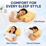 Cooling Marshmallow Puff Pillow, Quilted Cool-Touch Bed Pillow for Adults, Cloud-Like Fluffy Sleep Pillow with Neck Support for Side Back Sleepers - Gray - Size 74*48cm