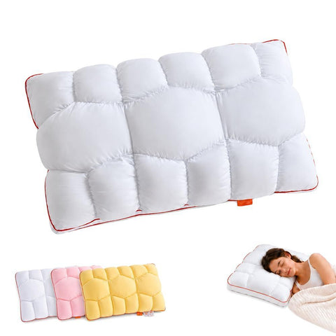Cooling Marshmallow Puff Pillow, Quilted Cool-Touch Bed Pillow for Adults, Cloud-Like Fluffy Sleep Pillow with Neck Support for Side Back Sleepers - White - Size 74*48cm In Australia - Darrahopens