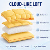 Cooling Marshmallow Puff Pillow, Quilted Cool-Touch Bed Pillow for Adults, Cloud-Like Fluffy Sleep Pillow with Neck Support for Side Back Sleepers - White - Size 74*48cm In Australia - Darrahopens