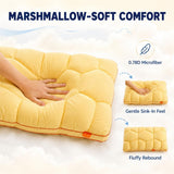Cooling Marshmallow Puff Pillow, Quilted Cool-Touch Bed Pillow for Adults, Cloud-Like Fluffy Sleep Pillow with Neck Support for Side Back Sleepers - White - Size 74*48cm