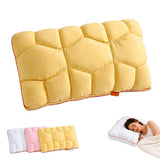 Cooling Marshmallow Puff Pillow, Quilted Cool-Touch Bed Pillow for Adults, Cloud-Like Fluffy Sleep Pillow with Neck Support for Side Back Sleepers - Yellow - Size 74*48cm