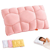 Cooling Marshmallow Puff Pillow, Quilted Cool-Touch Bed Pillow for Adults, Cloud-Like Fluffy Sleep Pillow with Neck Support for Side Back Sleepers - Yellow - Size 74*48cm