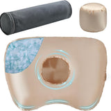 Piercing Pillow - Ear Piercing Pillow With Foam Plug, Adjust Shredded Memory Foam Picrcing Pillow For Side Sleepers, Donut Piliow For Ear With 4.5x4.5''Hole, Ergonomic Curved Design, Satin Champagne | Ear Piercing Pillow For Side Sleepers, Donut Piliow Fo