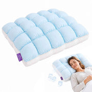 Mellow Puff Cooling Pillow for Sleeping, Fluffy Cloud Pillow with Ice-Silk Touch, Breathable Quilted Grid Design, for Side and Back Sleepers, Machine Washable - Blue - Size 26in*20in In Australia - Darrahopens
