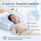 Mellow Puff Cooling Pillow for Sleeping, Fluffy Cloud Pillow with Ice-Silk Touch, Breathable Quilted Grid Design, for Side and Back Sleepers, Machine Washable - Pink - Size 26in*20in In Australia - Darrahopens