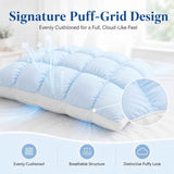 Mellow Puff Cooling Pillow for Sleeping, Fluffy Cloud Pillow with Ice-Silk Touch, Breathable Quilted Grid Design, for Side and Back Sleepers, Machine Washable - Pink - Size 26in*20in In Australia - Darrahopens