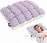 Mellow Puff Cooling Pillow for Sleeping, Fluffy Cloud Pillow with Ice-Silk Touch, Breathable Quilted Grid Design, for Side and Back Sleepers, Machine Washable - Purple - Size 26in*20in
