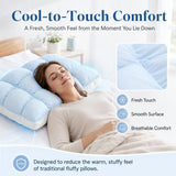 Mellow Puff Cooling Pillow for Sleeping, Fluffy Cloud Pillow with Ice-Silk Touch, Breathable Quilted Grid Design, for Side and Back Sleepers, Machine Washable - Purple - Size 26in*20in