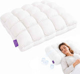 Mellow Puff Cooling Pillow for Sleeping, Fluffy Cloud Pillow with Ice-Silk Touch, Breathable Quilted Grid Design, for Side and Back Sleepers, Machine Washable - White - Size 26in*20in