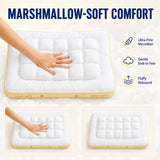 Cooling Marshmallow Puff Pillow, Quilted Cool-Touch Bed Pillow for Adults, Cloud-Like Fluffy Sleep Pillow with Neck Support for Side Back Sleepers - White - Size 74*48cm